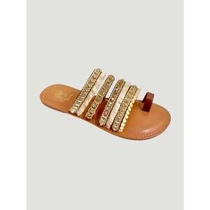 NEW CAMEL THREADS women's boho chic fringe sandals in champagne